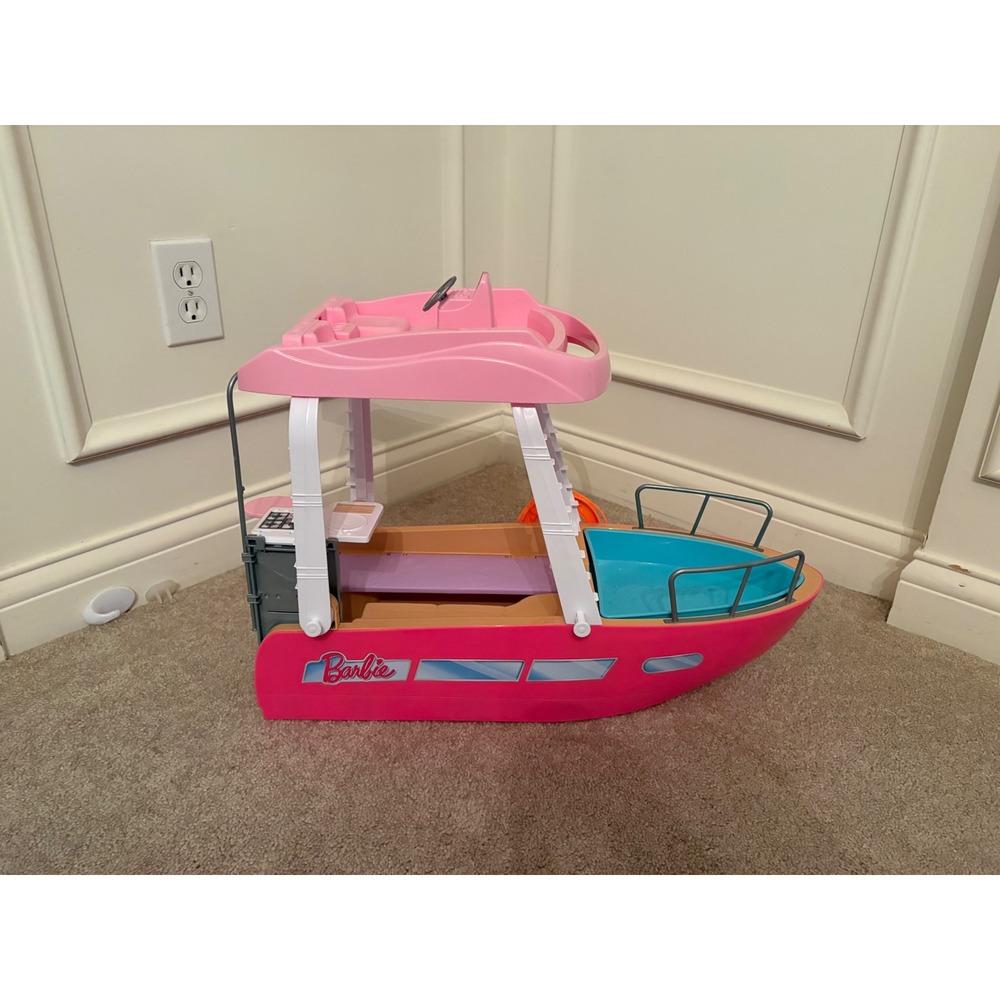 Barbie Dream Boat Playset Pink White Yacht with Kitchen and Pool Mattel